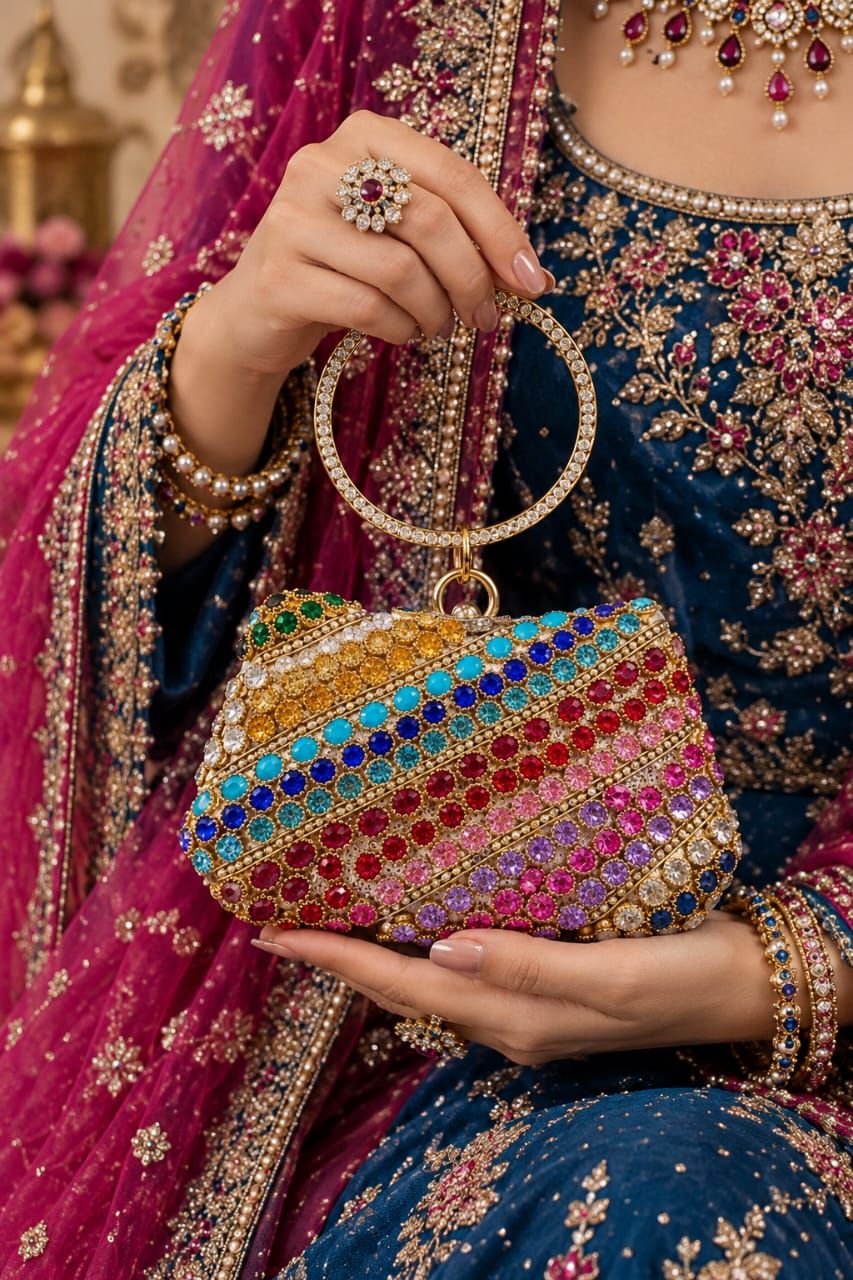 Rainbow Luxe Crystal Clutch