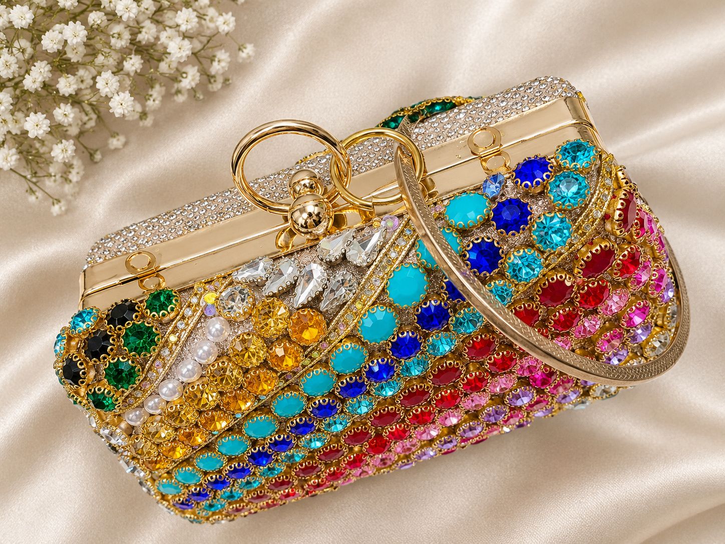 Rainbow Luxe Crystal Clutch