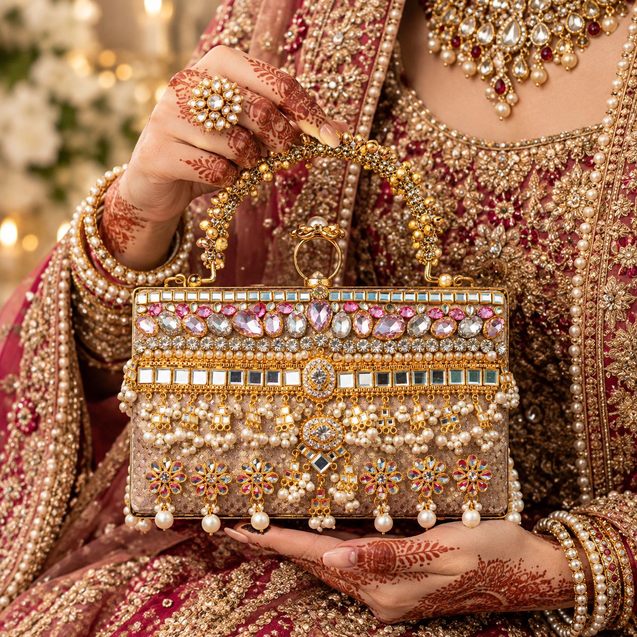 Golden Pearl Bridal Clutch