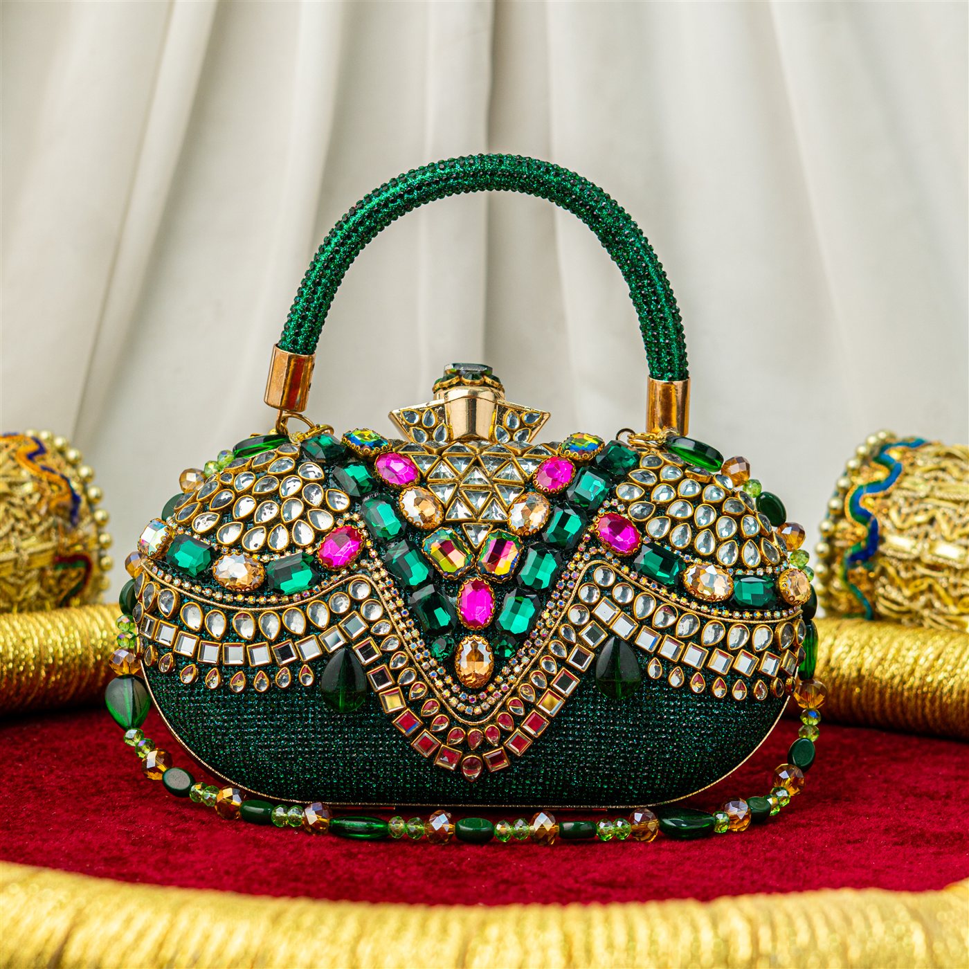 Emerald Jeweled Bridal Clutch