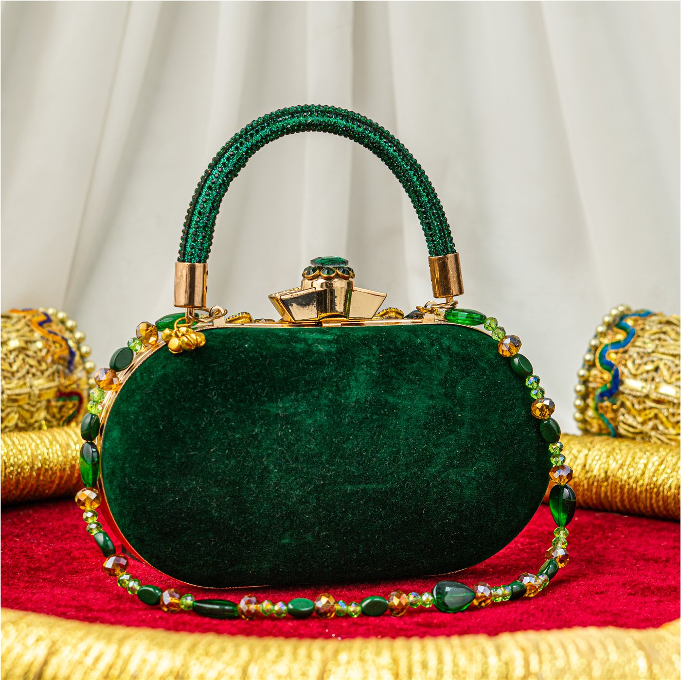 Emerald Jeweled Bridal Clutch