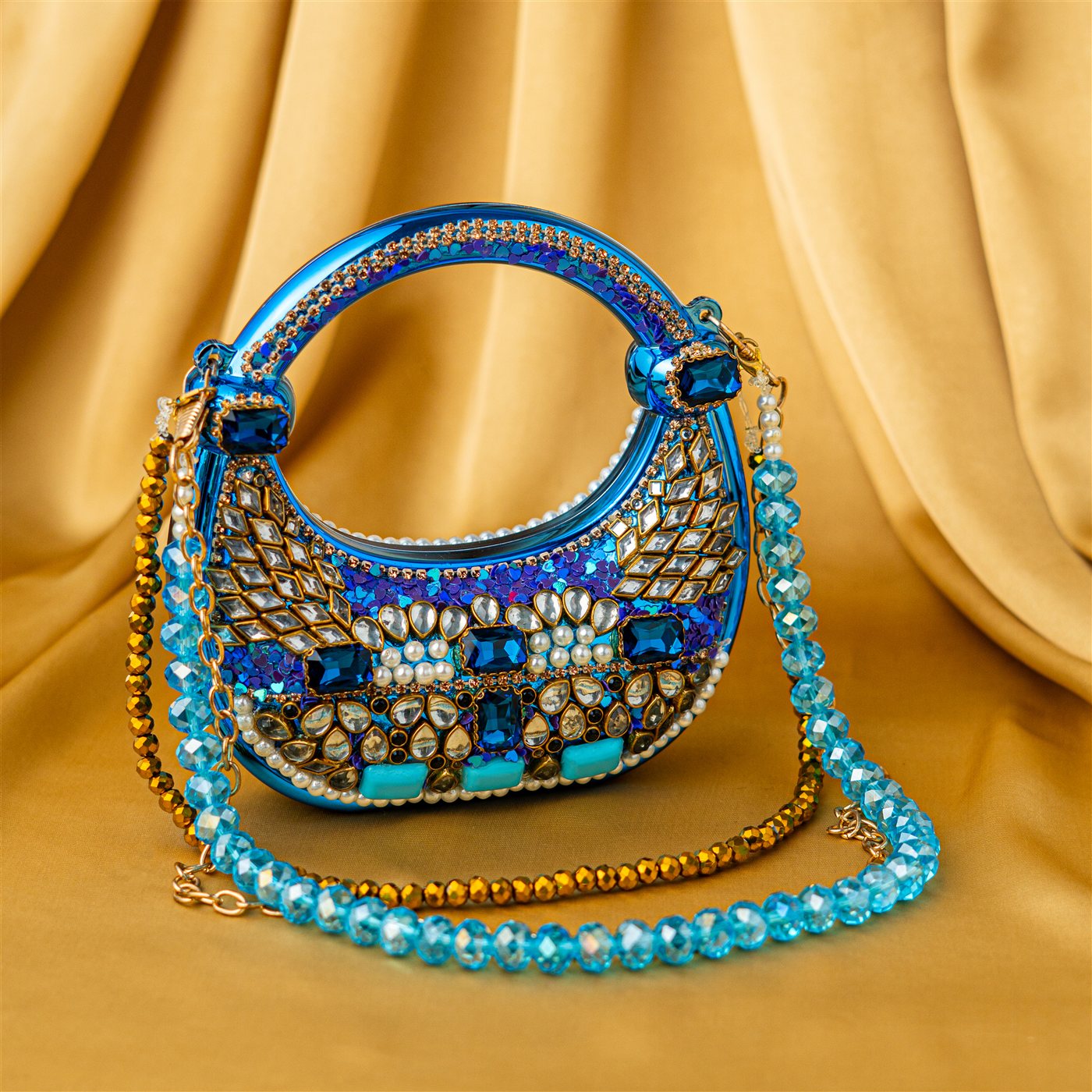 Teal Sapphire Beaded Clutch