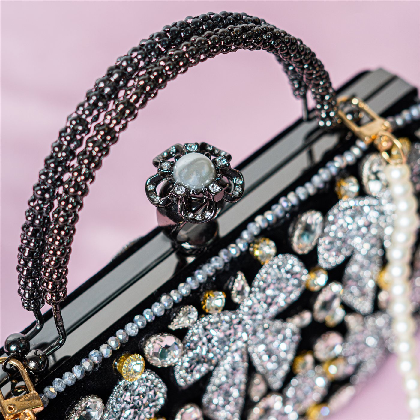 Noir Velvet Bow Clutch