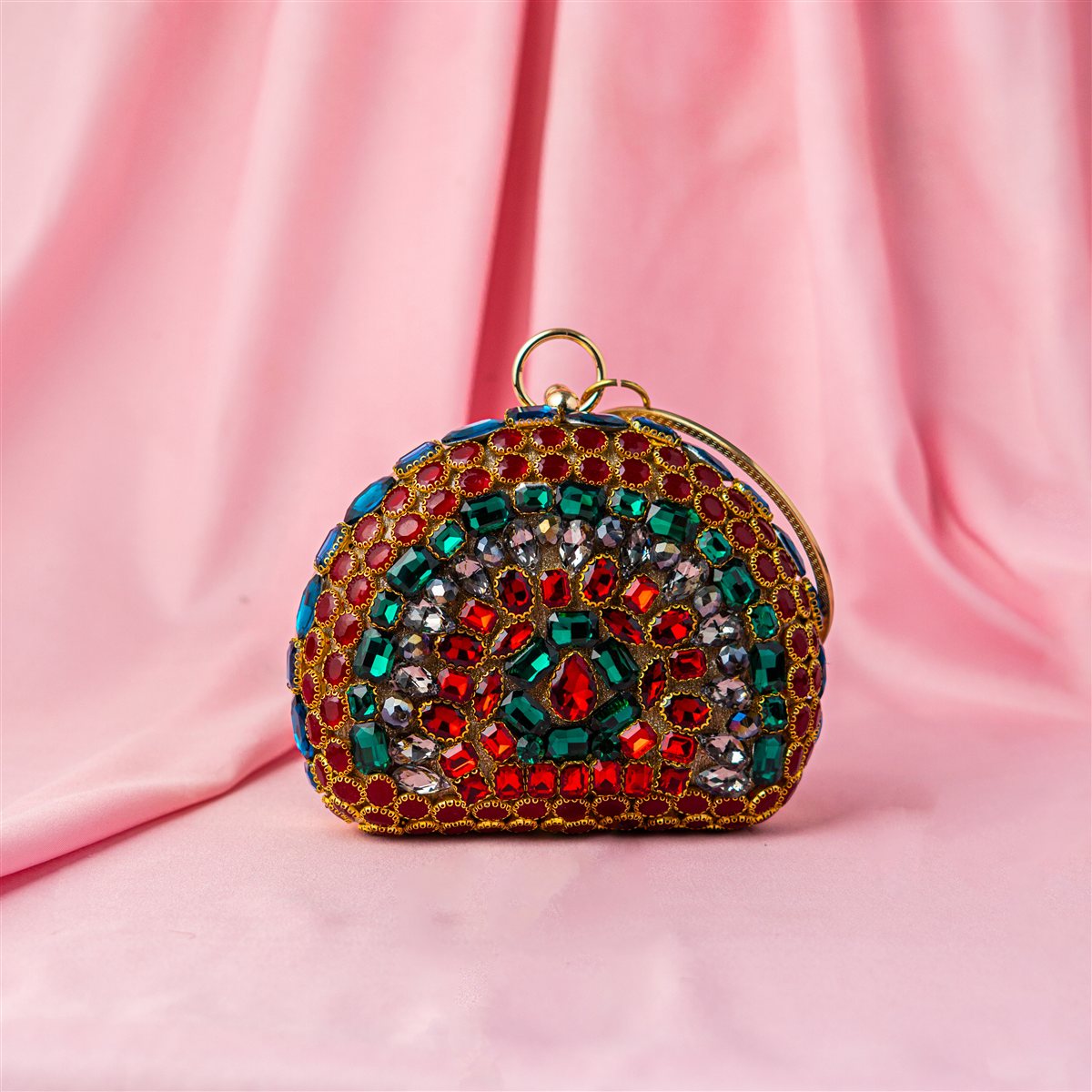 Multicolor Gem Box Clutch