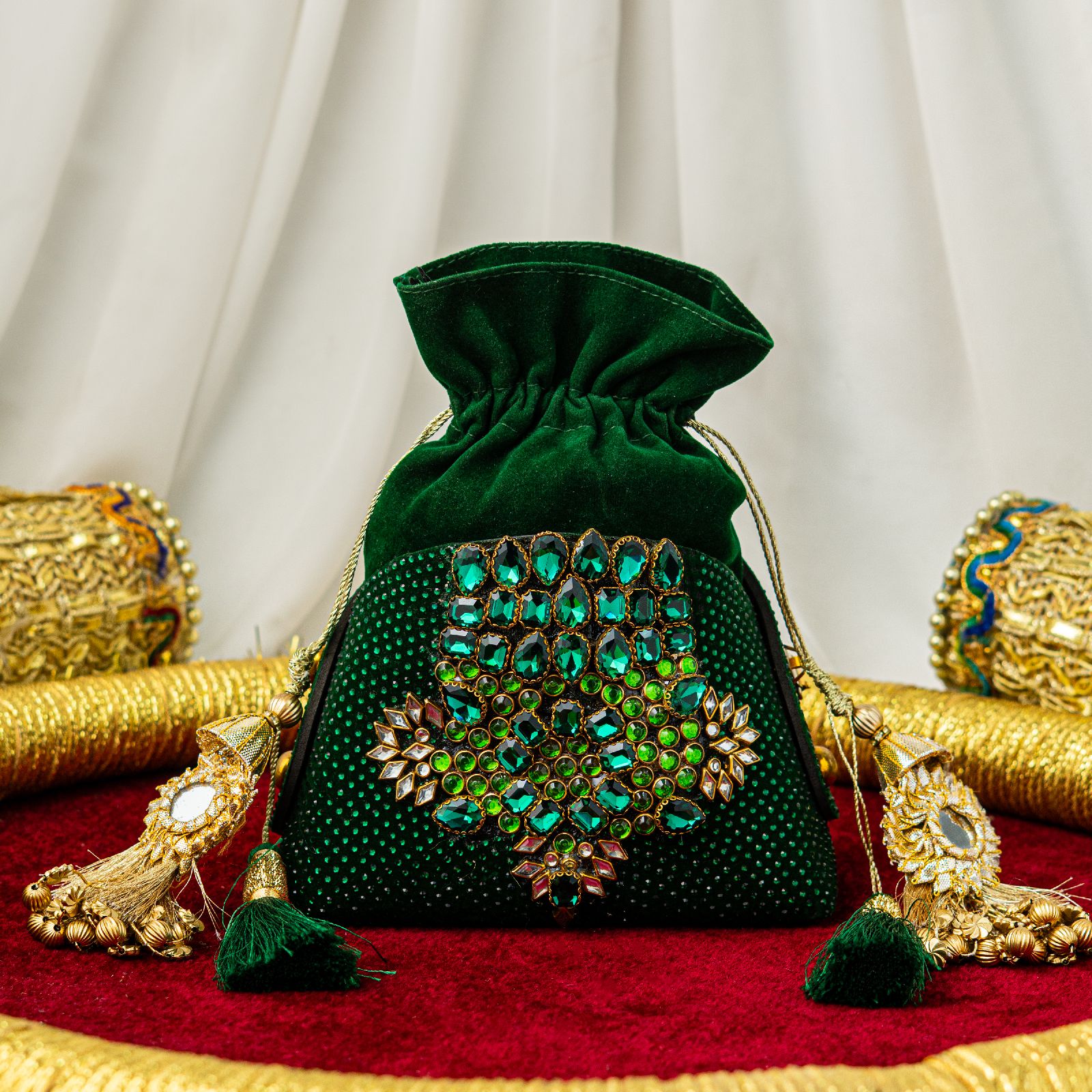 Emerald Velvet Potli Clutch